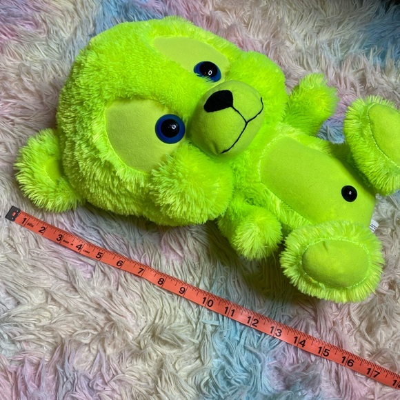 RARE classic toy company vintage neon yellow green bear plush - Picture 6 of 7